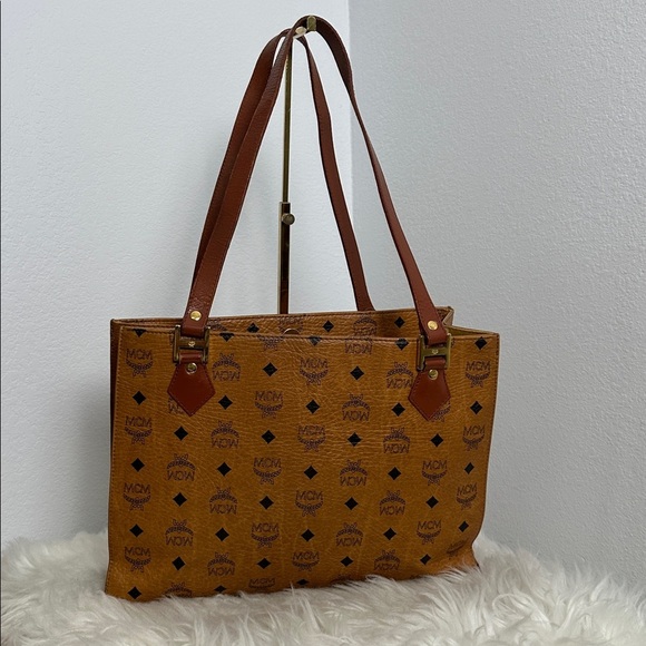 💯Authentic MCM Cognac Visetos Tote with Black Accents🍀 - Picture 3 of 14